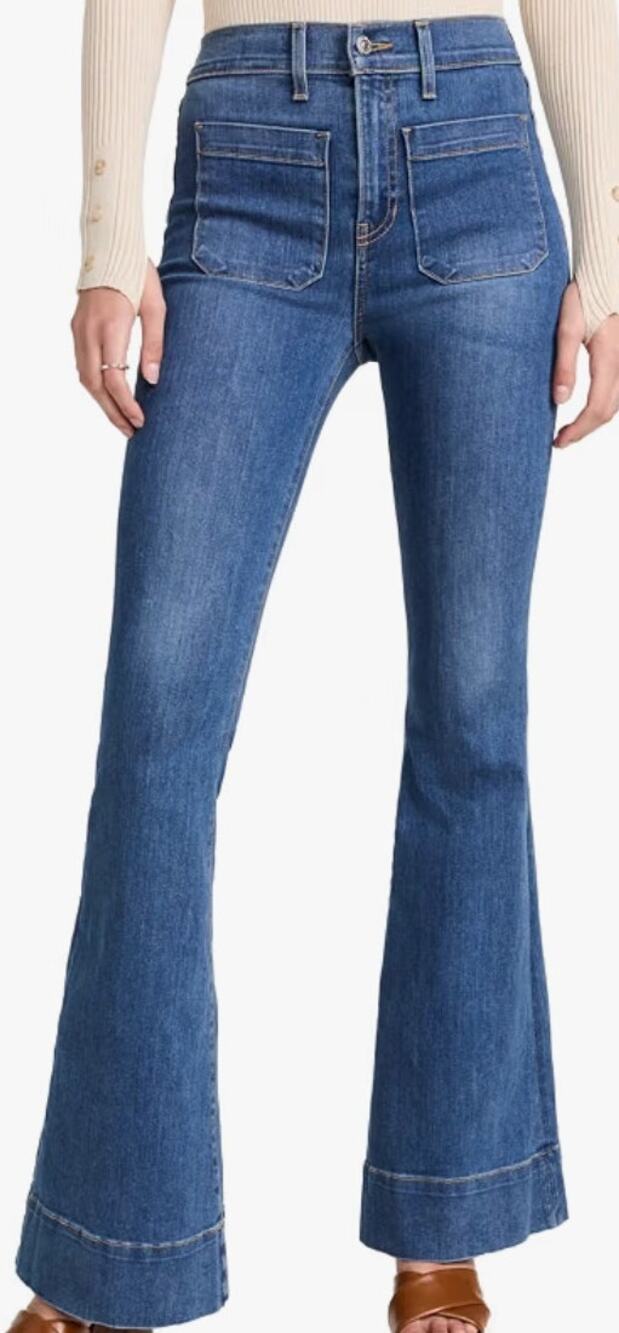 Veronica Beard Jeans Sheridan Patch Pocket High Rise Exaggerated Flare 28